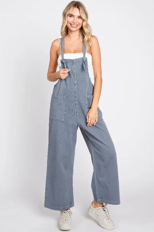 Blue Front Pocket Cropped Overall