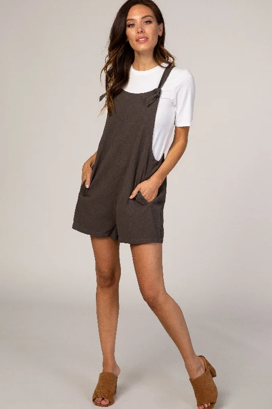 Charcoal Adjustable Strap Short Overalls