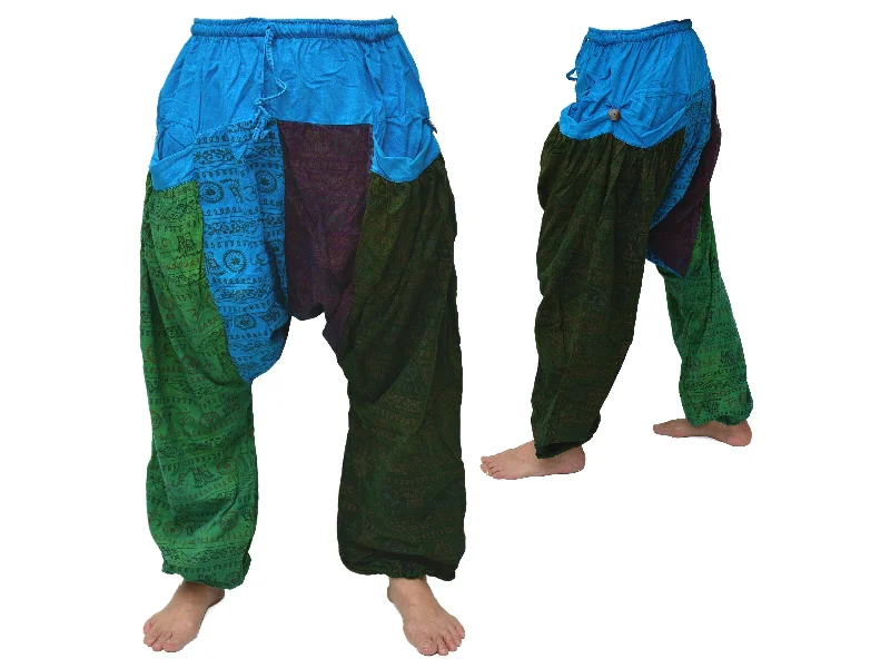 Goa Hippie Harem Pants Men Women patchwork 2 big pockets