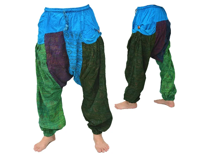 Goa Hippie Harem Pants Men Women patchwork 2 big pockets