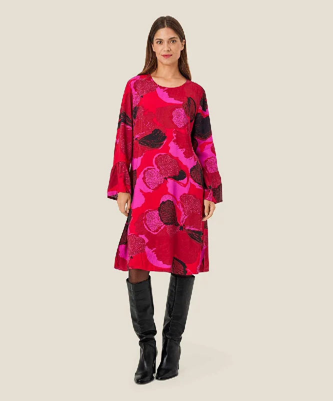 Novella Flounce Sleeve Knee-Length Dress