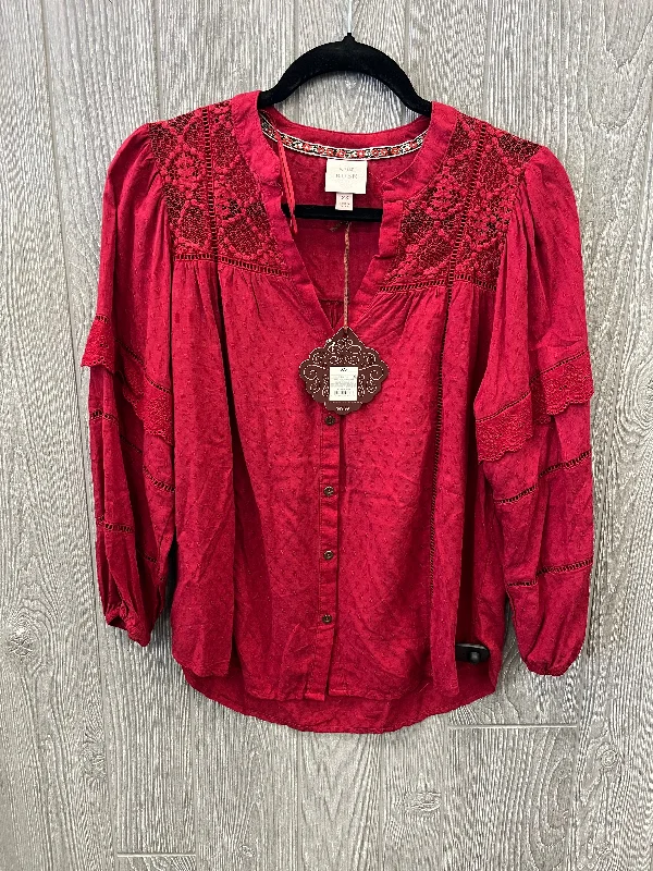 Top Long Sleeve By Knox Rose In Red, Size: Xs